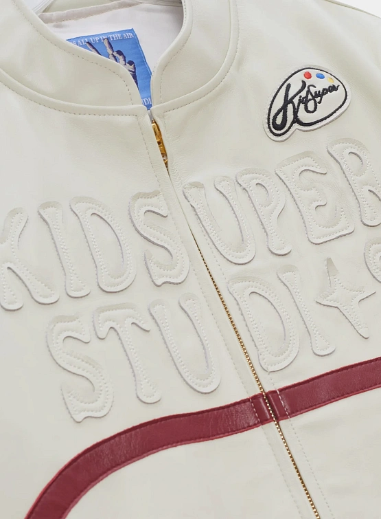 Кожаная куртка KidSuper Paint Palette Moto Jacket Cream