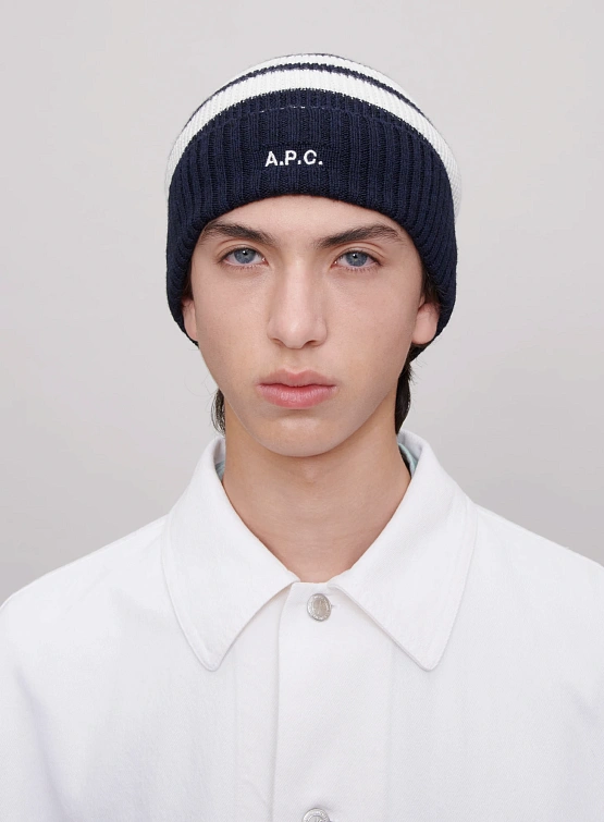 Шапка A.P.C. Martin Knit Cap Dark Navy/Ecru