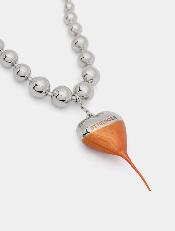 Ожерелье Ottolinger Otto Heart Necklace Silver/Orange