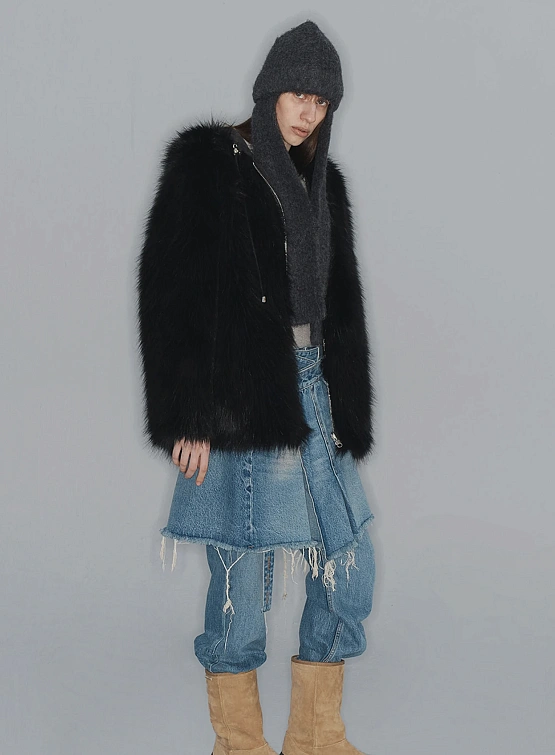 Женская шуба OPEN YY Reversible Faux Fur Black