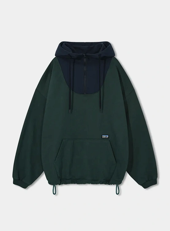 Худи ANGLAN Wrap Half Zip Green/Navy