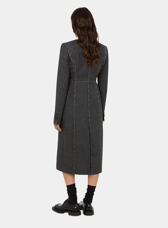 Женское пальто MOSCHINO Embroidered Wool Canvas Grey