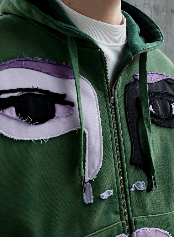 Зип-худи KidSuper Patchwork Face Green