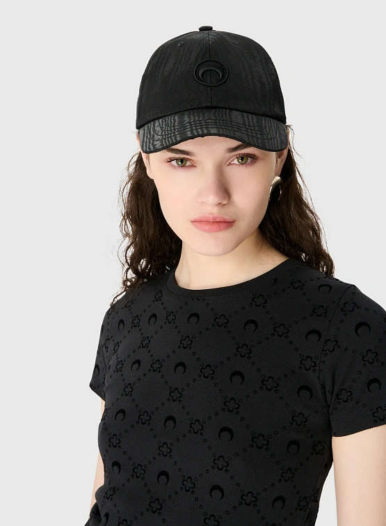 Женская футболка Marine Serre Moonogram Ribbed Baby Fit Black