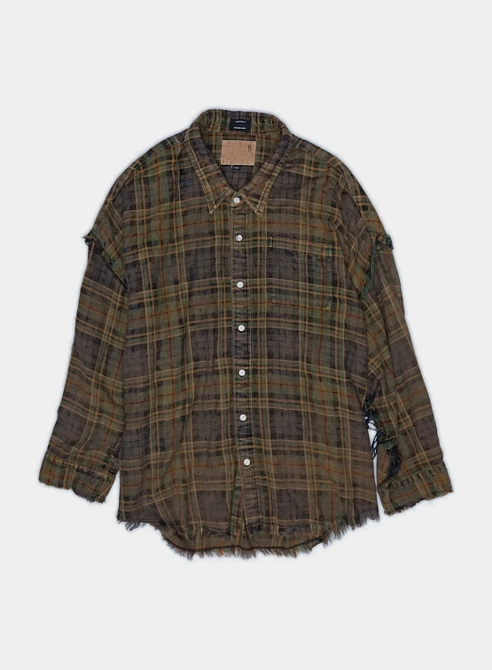 Женская рубашка R13 Shredded Seam Drop Neck Teal/Navy/Yellow Plaid
