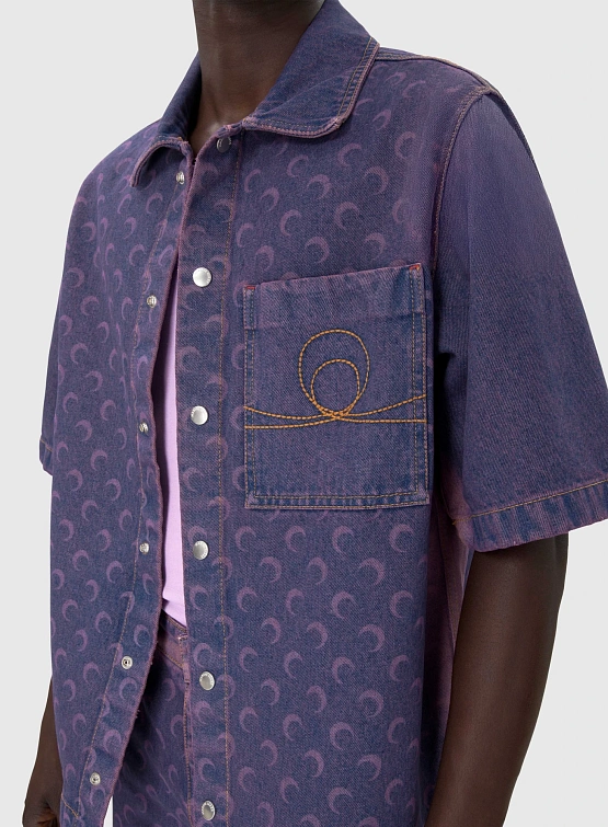 Рубашка Marine Serre Moon Laser Denim Workwear Lavender