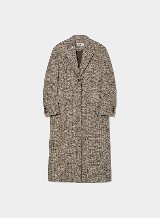 Женское пальто OPEN YY Tweed Power Single Coat Beige