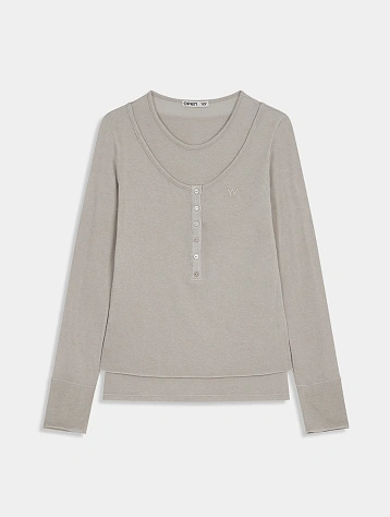 Женский лонгслив OPEN YY Layered Henley Lounge Beige