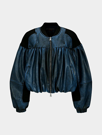 Женский бомбер Andersson Bell Shirring Faux Leather Blue