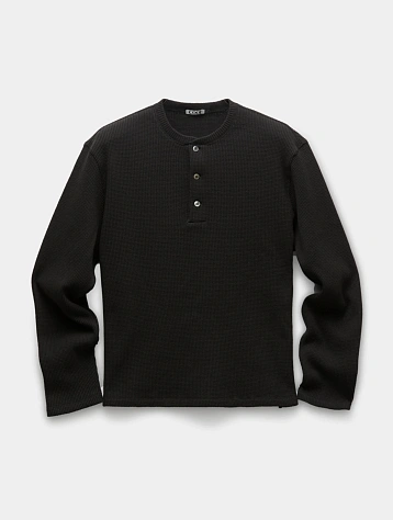 Лонгслив COOR Waffle Henry Neck Long Black