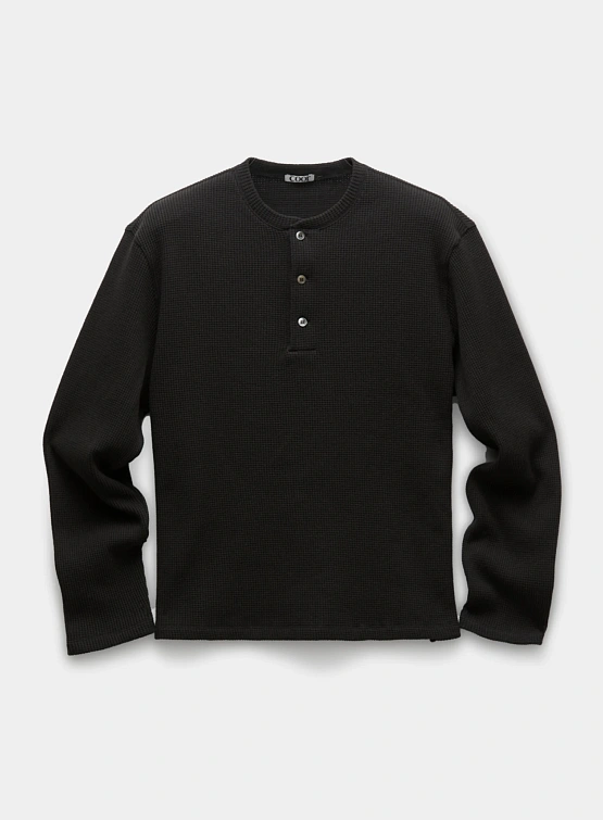 Лонгслив COOR Waffle Henry Neck Long Black