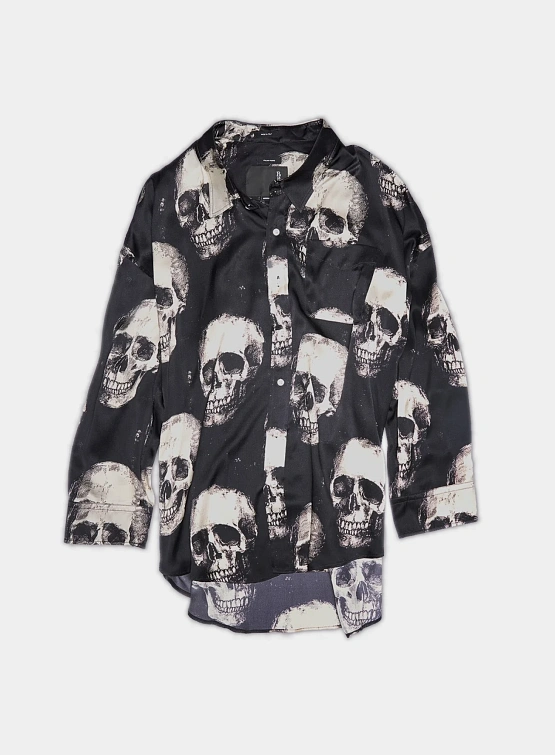 Женская рубашка R13 Drop Neck Skulls On Black