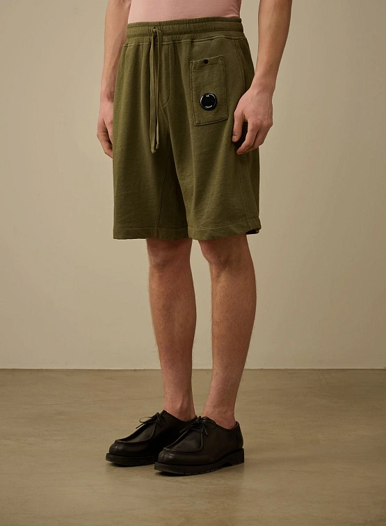 Шорты C.P. Company Malfilè Fleece Lens Thyme Green