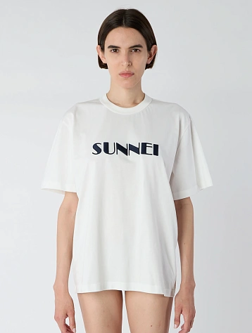 Футболка Sunnei Classic Big Logo Embroidered Off White