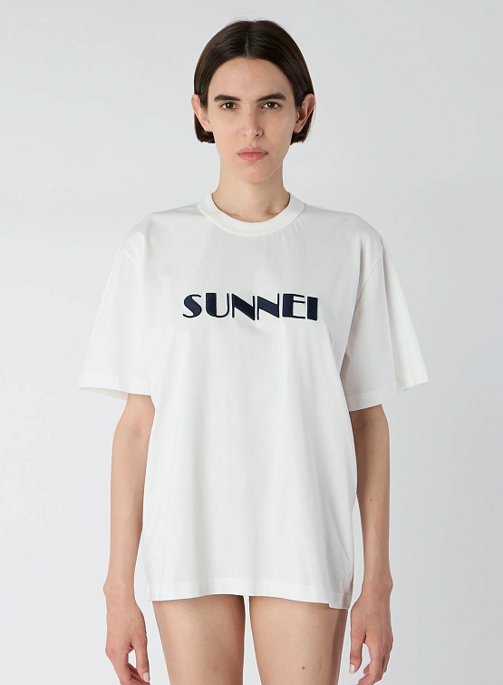 Футболка Sunnei Classic Big Logo Embroidered Off White