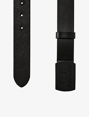 Ремень C.P. Company Leather Buckle Logo Black