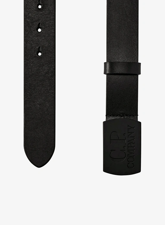 Ремень C.P. Company Leather Buckle Logo Black