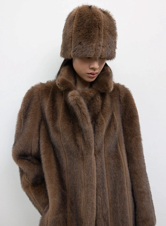 Шапка LE17SEPTEMBRE Mahogany Faux Fur Brown