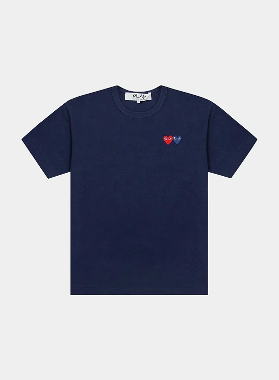 Футболка Comme des Garçons PLAY Double Heart Navy