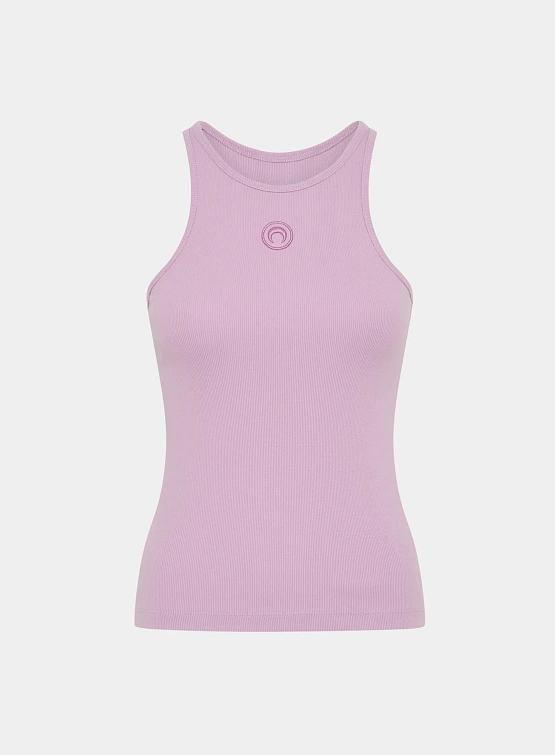 Майка Marine Serre Moon Logo Ribbed Jersey Tank Top Sweet Lilac