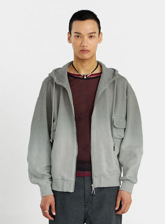 Зип-худи UNAFFECTED Dyed 4P Zip-Up Sage Green