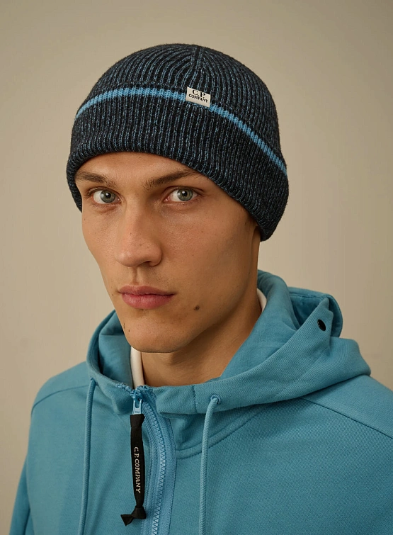 Шапка C.P. Company Fleece Knit Beanie Aegean Blue