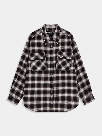 Женская рубашка OPEN YY Beaded Pocket Brown