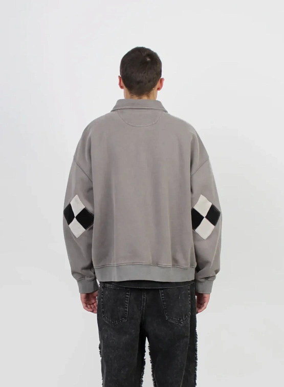 Халф-зип lorenz Checkmate Pullover Washed Grey