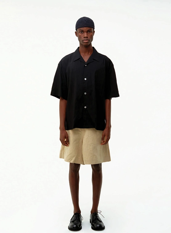 Рубашка COOR Natural Wrinkle Open Collar Black