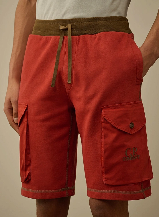 Шорты C.P. Company Diagonal Fleece Mixed Cargo Ketchup Red
