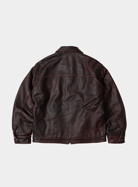 Бомбер FrizmWORKS Destroyed Cowhide Leather Brown