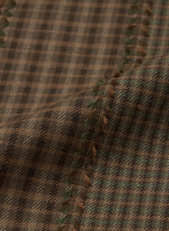 Овершот MERELY MADE Premium Banshu-Ori Fringe Check Brown