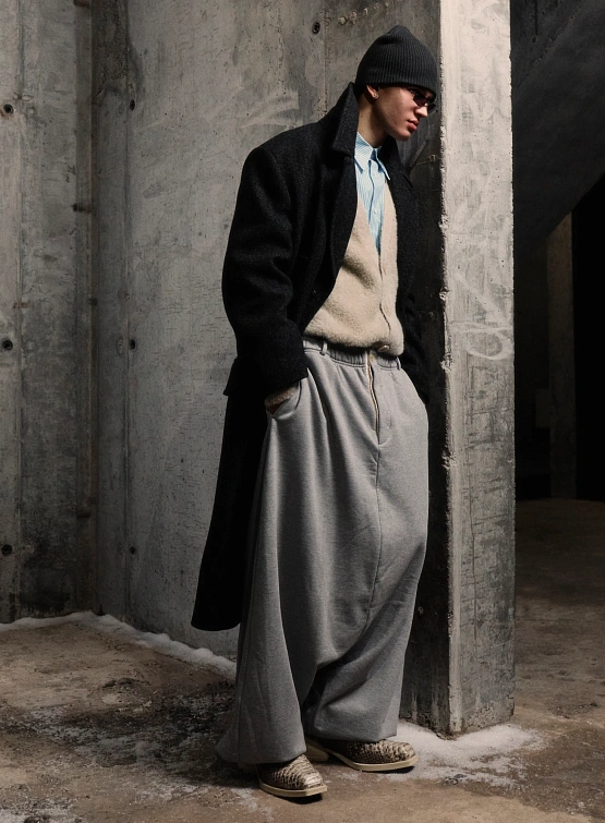 Пальто System Wide Laper Oversized Black Grey