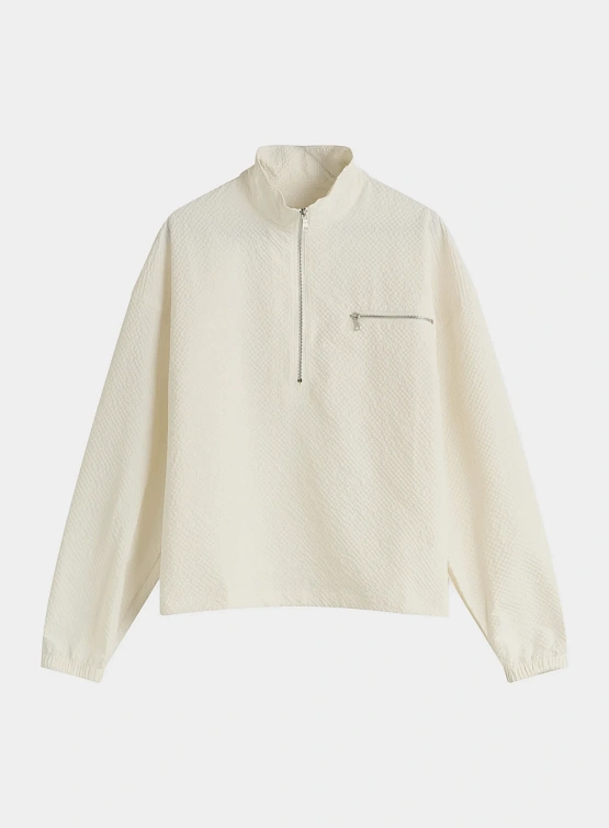 Халф-зип MKI MIYUKI ZOKU Seersucker Quarter Bone