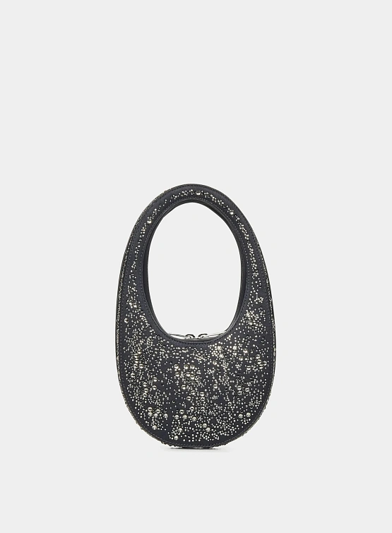 Женская сумка Coperni Crystal-Embellished Mini Swipe Black/Silver