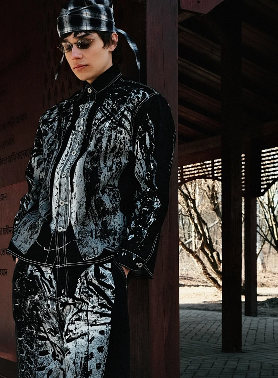 Джинсы JUNTAE KIM Printed Trompe L'oeil Trousers Black
