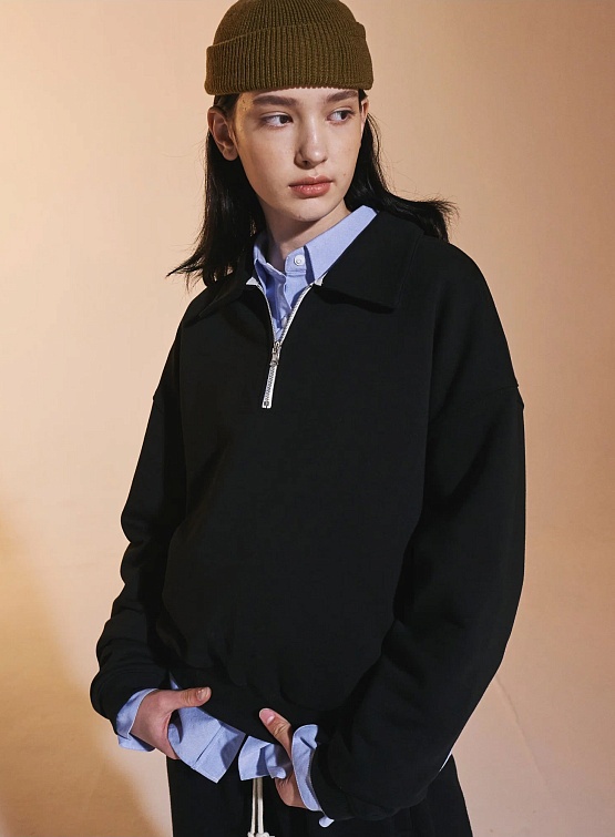 Uniform Bridge Half Zip Sweatshirts Black Uniform Bridge Studio Slow