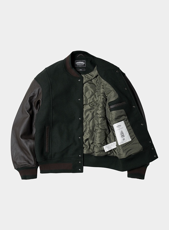 Бомбер FrizmWORKS Cowhide Leather Varsity Dark Green