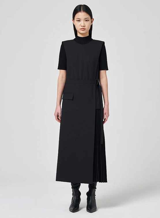 Женское платье JUUN.J Pleated Round Neck Dress Black