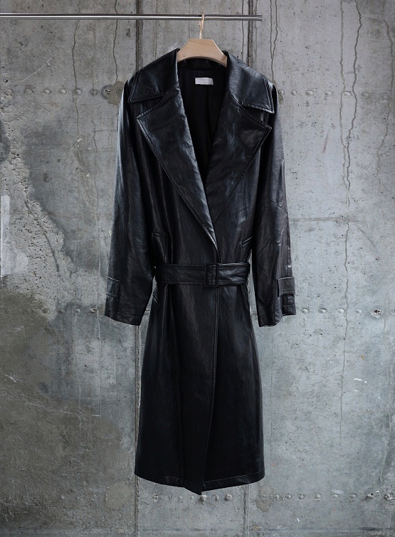 Плащ System Studios Belted Trench Coat Black