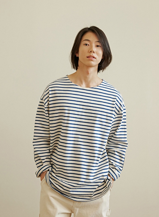 Лонгслив FrizmWORKS Patch Stripe Boat Neck Ivory