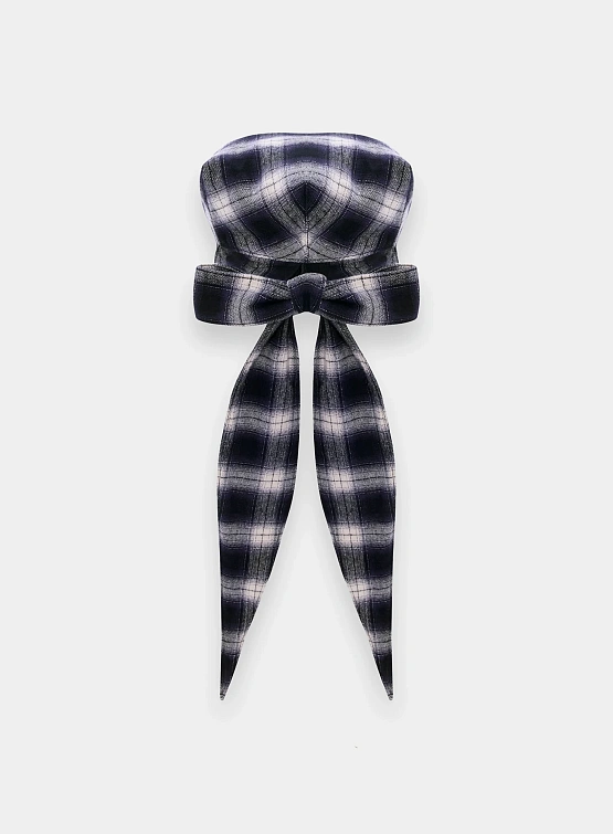 Берет JUNTAE KIM Scarf Tie Neck Beret Blue Check