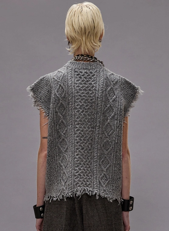 Женский жилет R13 Boyfriend Cable Tweed Heather Grey