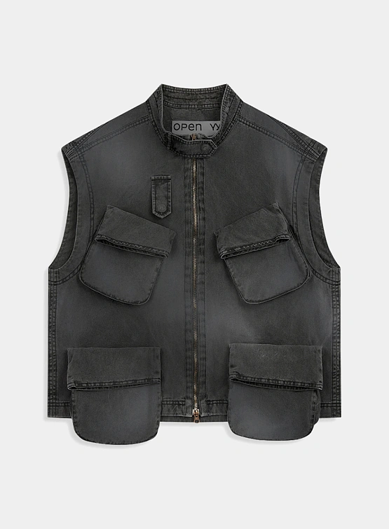 OPEN YY Cargo Pocket Field Vest Charcoal OPEN YY Studio Slow