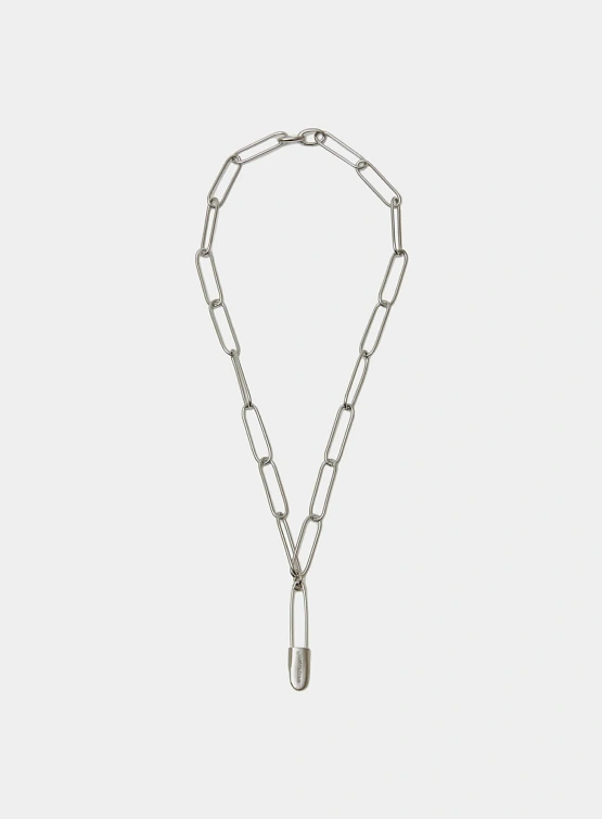 Ожерелье UNDERCOVER Brass Logo Engraved Pin Charm Silver