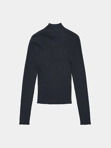 Женский кардиган AMOMENTO RIibbed Mock Neck Cardigan Dark Navy