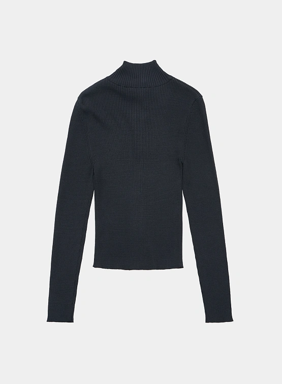 Женский кардиган AMOMENTO RIibbed Mock Neck Cardigan Dark Navy