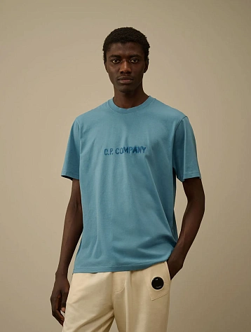 Футболка C.P. Company 30/1 Jersey Logo Aegean Blue