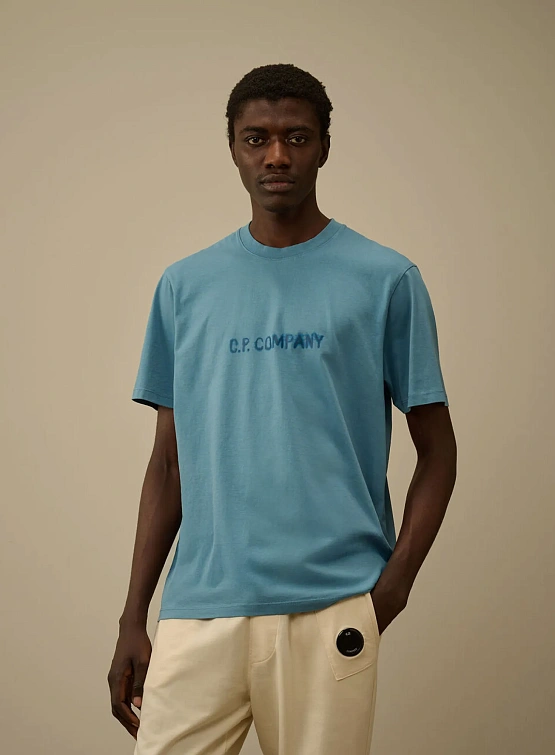 Футболка C.P. Company 30/1 Jersey Logo Aegean Blue