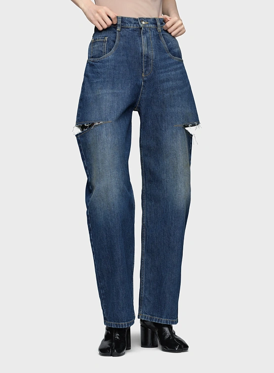Женские джинсы Maison Margiela Cut-Out Washed Indigo